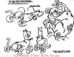SCOOBY-DOO 1977 Studio Print (Xerox) Model Sheet of Scooby-Doo and Shaggy. 5 Images.