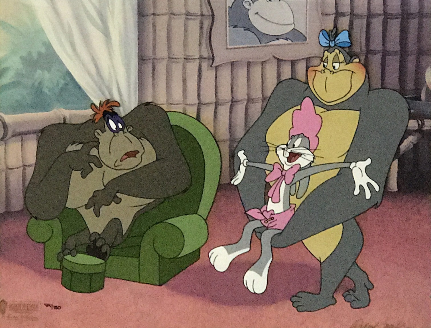 GORILLA MY DREAMS 1993 Robert McKimson "Masters Collection" Limited Edition Cel of Bugs and the Gorilla Family. #414/750.
