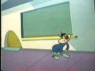 MIGHTY MOUSE, THE NEW ADVENTURES 1987 Production Cel of the Hypnotized Cat. Presented on a Color Laser Background.