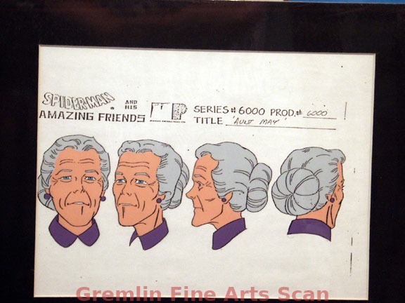 SPIDER-MAN AND HIS AMAZING FRIENDS   1981   Color Model Cel of Aunt May.  Four Head Shots.