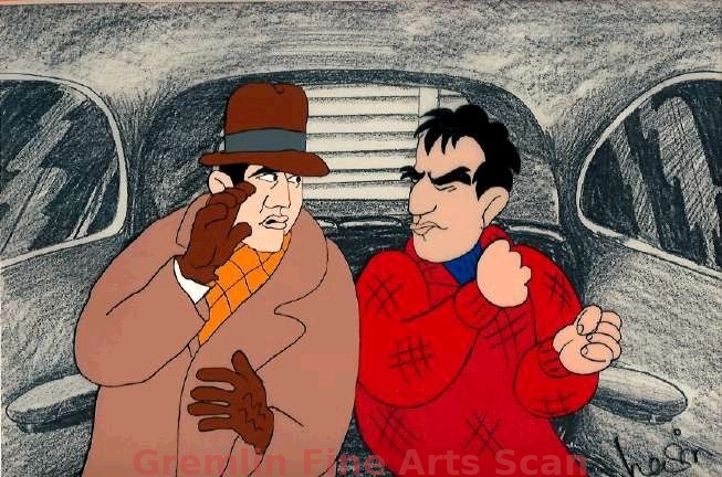 THE CONTENDER   1977   Multi-Cel Setup of “The Contender” (Marlon Brando)on a Photocopy Background of this Children’s Television Workshop (CTW)/Electric Company Educational Spoof of “On the Waterfront.”