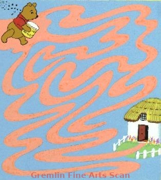 WINNIE THE POOH 1976 Original Watercolor Painting of Pooh With His Honey Pot Trying to Find His Way Through the Maze. Published in Disneyland #46, Jan 8th Matted in an 8 x 10 Inch Mat. 15450-DA $39.00 Matted
