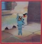 MIGHTY MOUSE 1979 Production Cel of Mighty Mouse and a Villain Presented on a Color Laser of a Terry Toons’ Master Background.