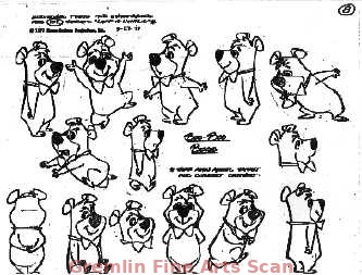 BOO-BOO BEAR 1977 Studio Print (Xerox) Model Sheet of Boo-Boo. 14 Images.