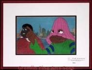 FAT ALBERT AND THE COSBY KIDS 1970’s Multi-Cel Setup of Fat Albert and Mushmouth Presented on a Watercolor Production Background.