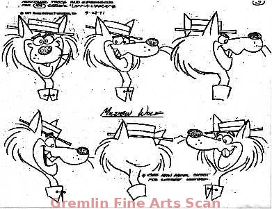 MILDEW WOLF 1977 Studio Print (Xerox) Model Sheet of Mildew Wolf. 6 Head Shots.